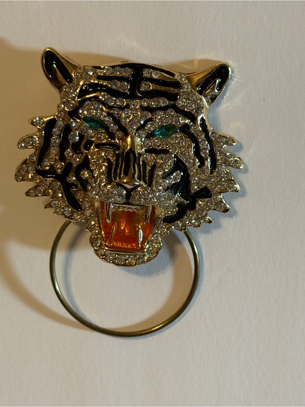 Tiger Rhinestone Eyeglass & ID Holder Magnetic Brooch Pin